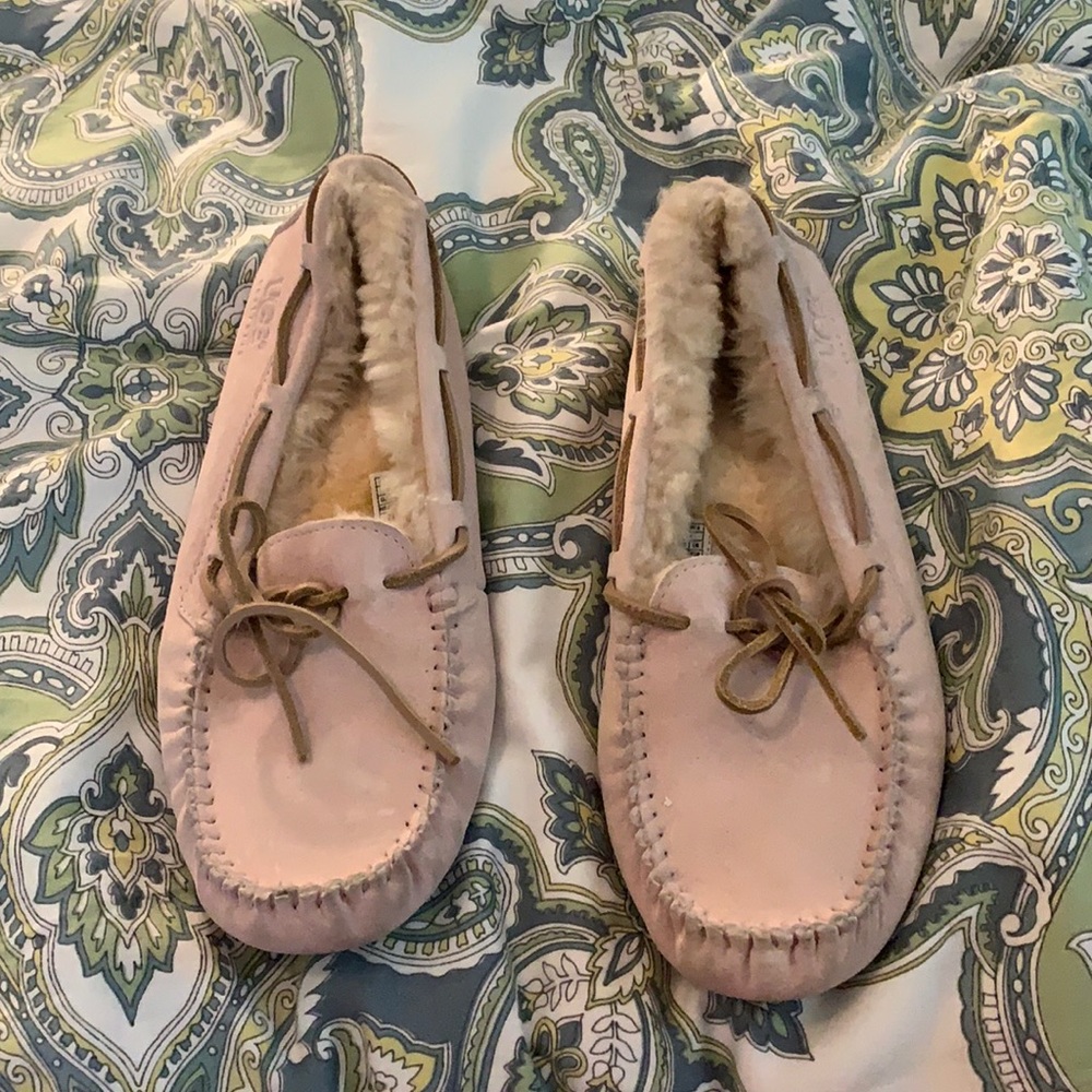 Pink suede UGG slippers